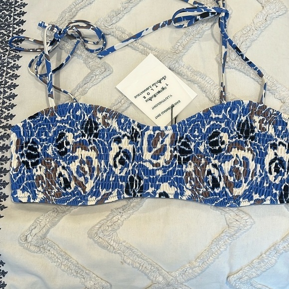 Tanya Taylor Valencia Smocked Bikini Top NWT Size Large - Picture 3 of 6